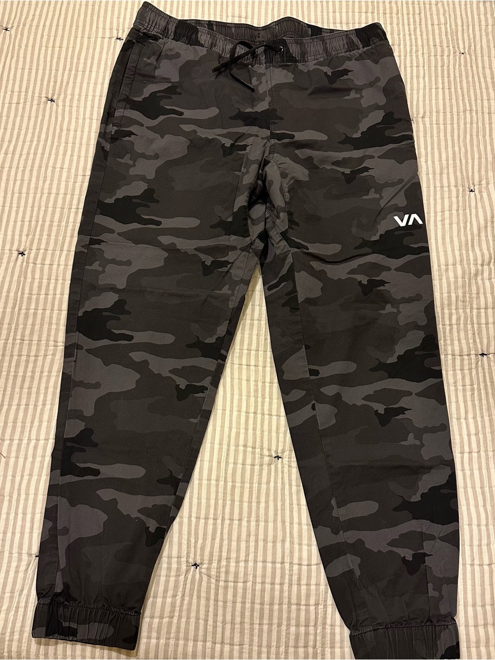 RVCA Mens Black Gray Camo Jogger Pants